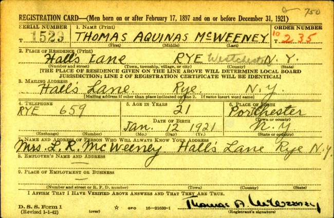 Thomas A. Mc Weeney U.S. Army WWII
