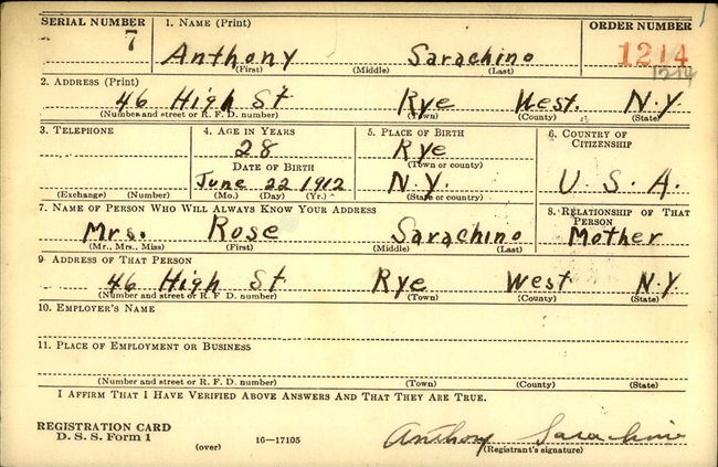 Anthony Sarachino U.S. Army WWII