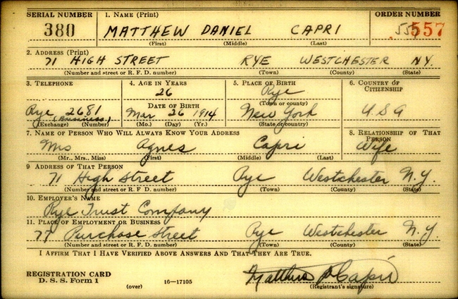 Matthew D. Capri U.S. Army WWII