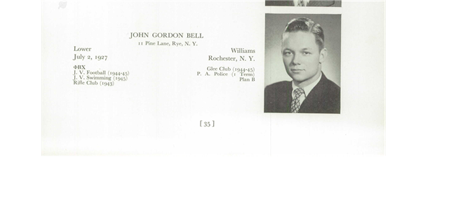 John G. Bell U.S. Marine Corps WWII, Phillips Academy, Andover MA, 1946