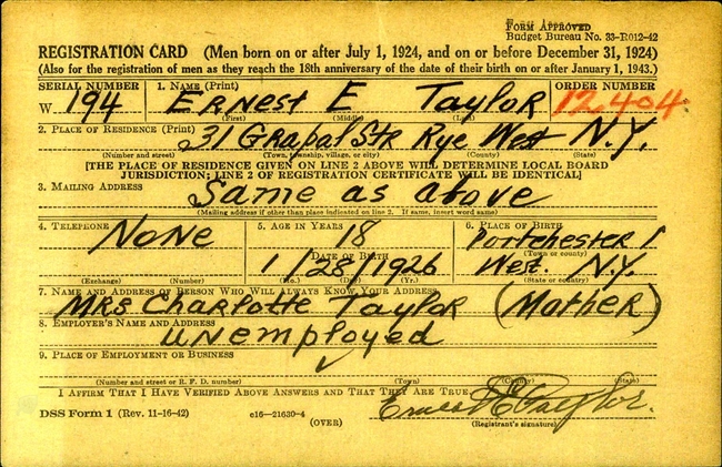 Ernest E. Taylor U.S. Navy WWII