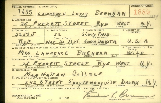 Lawrence L. Brennan U.S. Navy WWII
