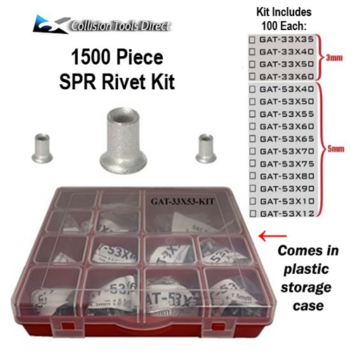 Grade A Tools Self Piercing Rivets 1500 Piece with Storage Case