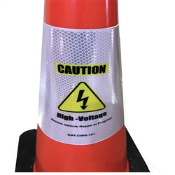 Electric Vehicle High Voltage Caution Sign - Cone Collar