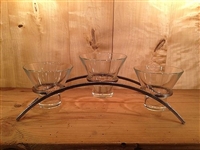 Danish Iron Arch w/3 Glass Candle Holders