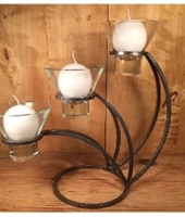 "Sydney" Danish Iron - 3 "Leif" Glass Candle Cups - Modern- Karner Blue Candle & Supply