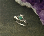 Dainty EMERALD Sterling Silver Claddagh Ring BQ1015