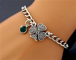 Shamrock Emerald Green Charm Bracelet ( CB-BS-shamrock )