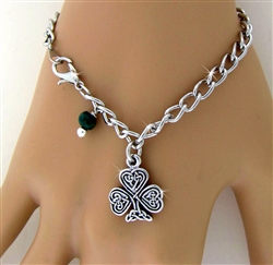 Celtic Shamrock charm bracelet/Jade (CB4)