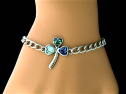 "Full of Faith" Abalone Shamrock Charm Bracelet (S106)