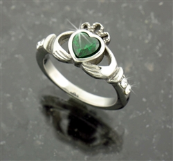 316L Stainless Steel "A Touch of Ireland" Claddagh Ring (s67)