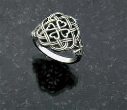 316L Stainless Steel Eternity Love knot Celtic Shamrock Cross Ring (S75)