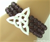 "The Strength" Celtic Knot Trinity Stretch Bracelet Hematite, Green and Purple beads (#JPEW6506)