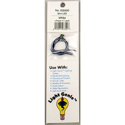 025320 LIGHT GENIE LED MINI WHITE WITH 12" LEADS (4 pack)