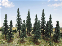 0592037 SUPER SCENIC TREES: EVERGREEN 3"-5" SCENIC, HO-scale, 12/pk