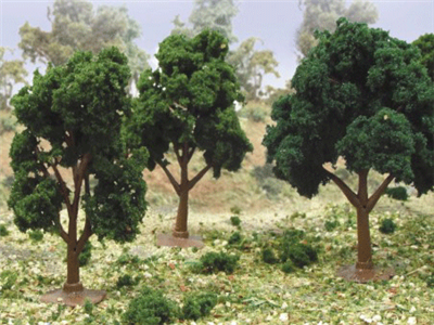 0592129 SUPER SCENIC TREES: DECIDUOUS 2.5-3.5" GREEN, 6PK