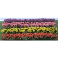 0595509 BLOSSOM HEDGES 5" x 3/8" x 5/8" HO-scale, Red, Yellow, Pink and Purple, 8/pk