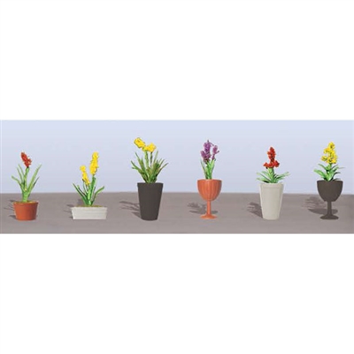 0595567 FLOWER PLANTS POTTED ASSORTMENT 2, HO-scale, 6/pk