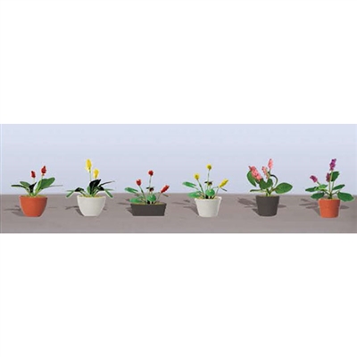 0595569 FLOWER PLANTS POTTED ASSORTMENT 3, HO-scale, 6/pk