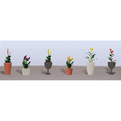 0595571 FLOWER PLANTS POTTED ASSORTMENT 4, HO-scale, 6/pk