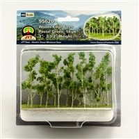 0595620 WOODS EDGE TREES Pastel Green, 3" to 3.5", HO-scale, 14/pk