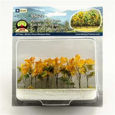 0595622 WOODS EDGE TREES Fall Mixed, 2" to 2.5", N-scale, 15/pk