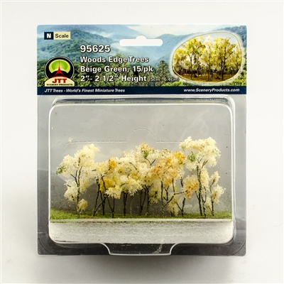 0595625 WOODS EDGE TREES Beige Green, 2" to 2.5", N-scale, 15/pk