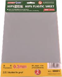708001 HIPS Plastic Sheet A4 Size 0.3mm (210x300mm *2pcs)