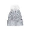 Intricate Grey Knit Pompom Top Beanie