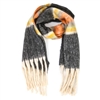 Light Colors Long Fringe Black Scarf