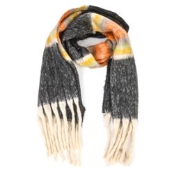 Light Colors Long Fringe Black Scarf