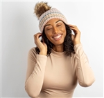 Stripe Knitted Blush Pompom Beanie