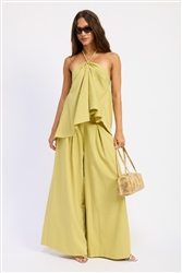 Halter Top Wide Pants Set
