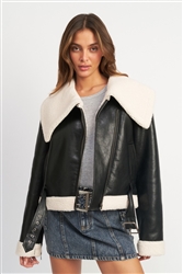 Shearling Lining Moto Jacket