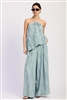 Watercolor Top Sea Wide Leg Pants Set