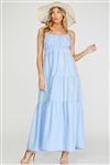 Tiered Cami Maxi Poplin Dress