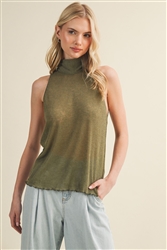 High Neck Back Tie Top