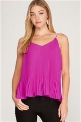 Woven Pleated Cami Top