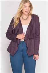 Egg Plant Faux Suede Blazer Jacket