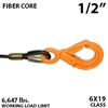 1/2 Inch Fiber Core Winch Line with Fixed Eye Self Locking Hook