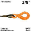 3/8 Inch Fiber Core Winch Line with Fixed Eye Self Locking Hook