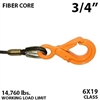 3/4 Inch Fiber Core Winch Line with Fixed Eye Self Locking Hook