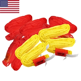 Wrecker Recovery Endless Round Sling Kit - Red, Yellow