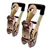 Two Rugged Grip Long Handle Ratchets with Snap/Latch Type Finger Hooks