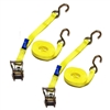 1" X 8FT Yellow Mini Ratchet Tie Down Assemblies with Zinc S Hooks