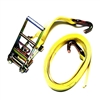 One 3" X 30FT Yellow Tie Down Ratchet Assembly with Wire Hooks