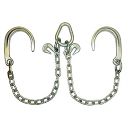 GRADE 40 3' Leg High Test  V Chain with 8" J Hooks, Grab Hooks, and Pear Link