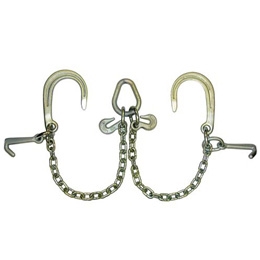 GRADE 40 3' Leg High Test  V Chain with 8" J Hooks, Mini J Hooks, Grab Hooks, and Pear Link