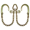 GRADE 70 Leg V Chain with 8" J Hooks, Grab Hooks, and Pear Link