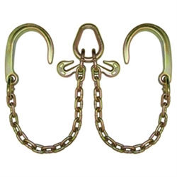 GRADE 70 Leg V Chain with 8" J Hooks, Grab Hooks, and Pear Link